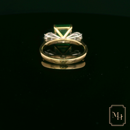 Emerald & Diamond Triad Ring