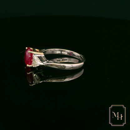 Ruby & Trilliant-Cut Diamond Ring