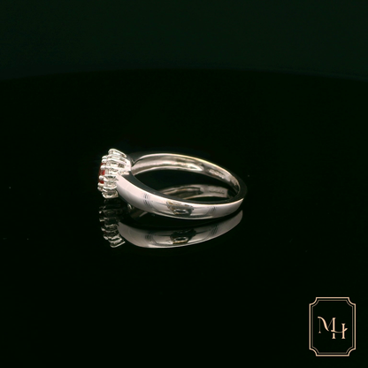 Orange Sapphire Diamond Cluster Ring