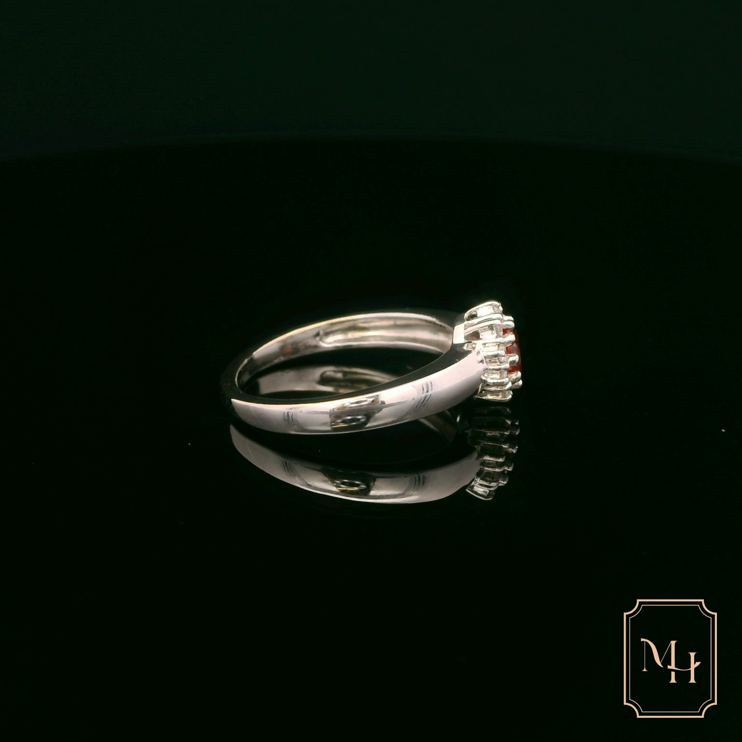 Orange Sapphire Diamond Cluster Ring