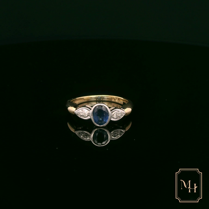 Sapphire & Diamond Rub-Over Ring