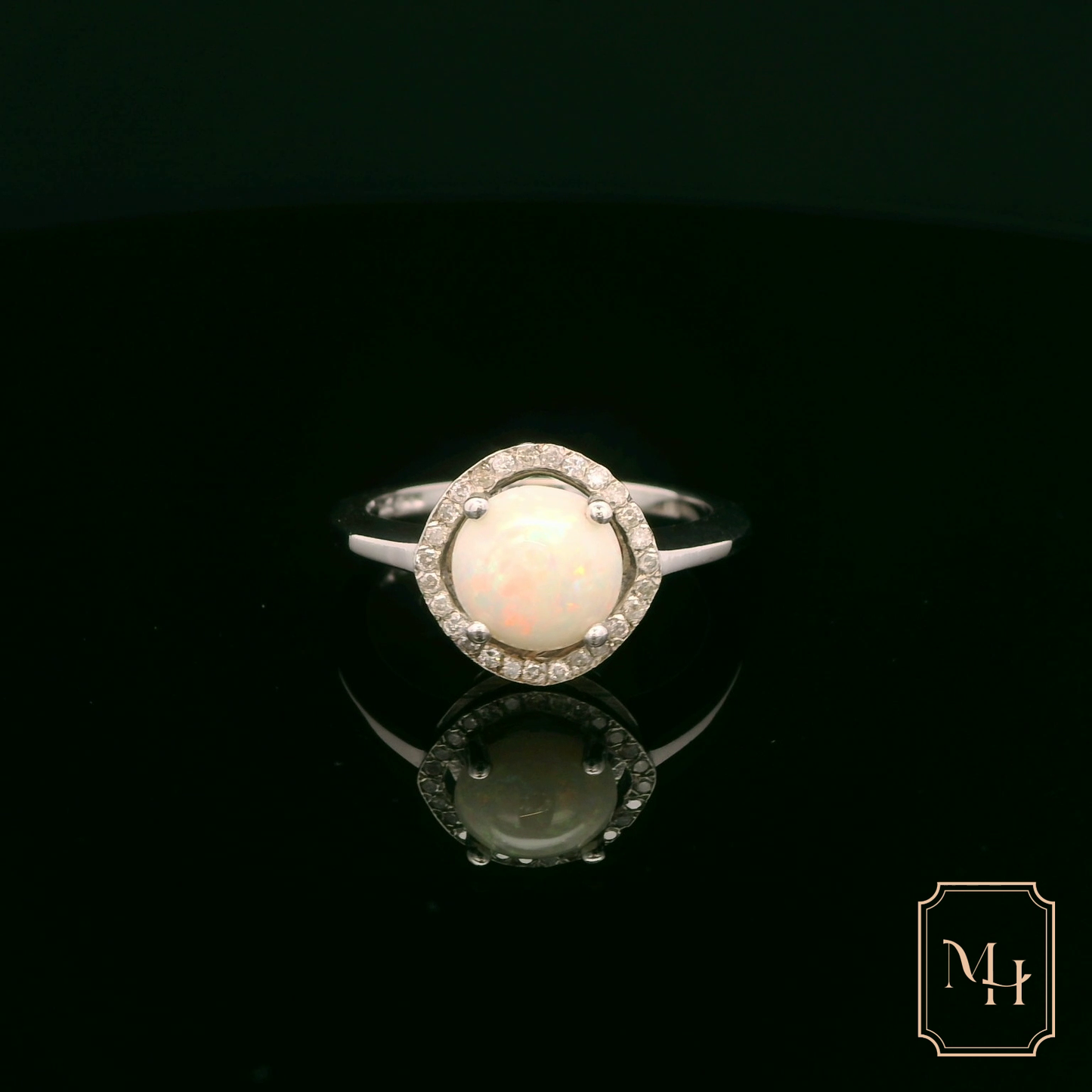 Opal & Diamond Cluster Ring