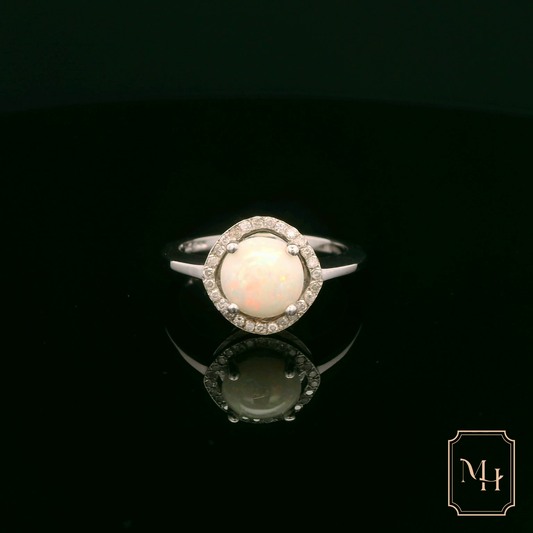 Opal & Diamond Cluster Ring