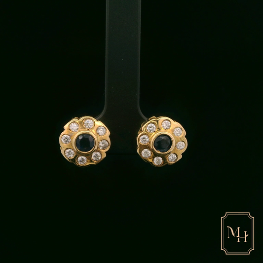 Sapphire & Diamond Floral Earrings