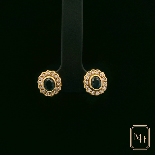 Diamond Sapphire Halo Earrings