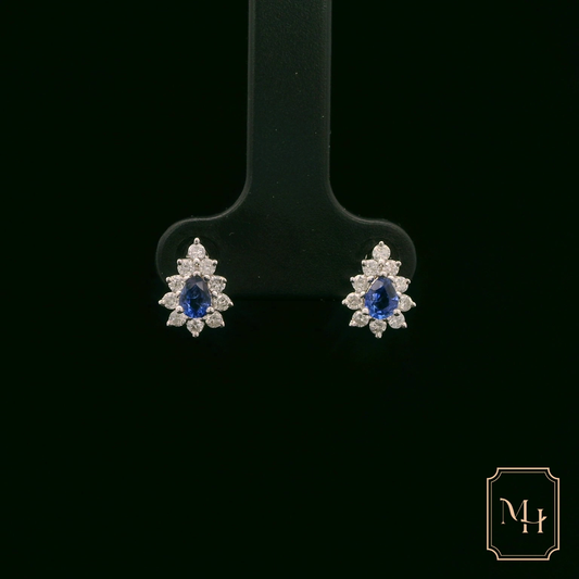 Sapphire & Diamond Floral Earrings