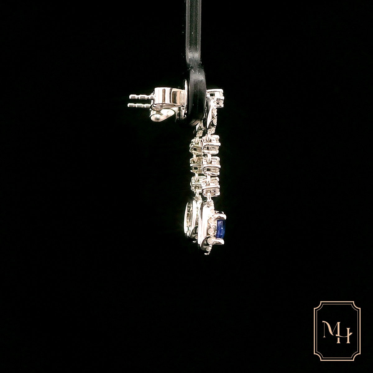 Three-Stone Diamond & Sapphire Earrings