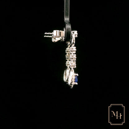 Three-Stone Diamond & Sapphire Earrings