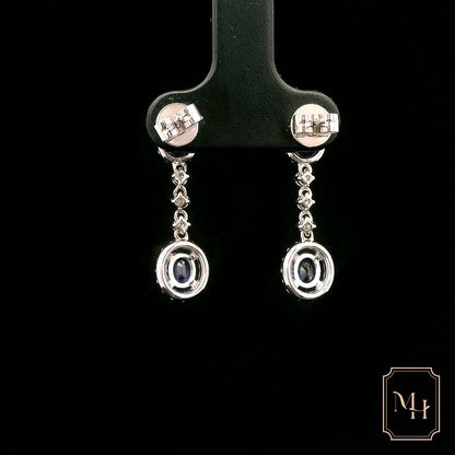 Three-Stone Diamond & Sapphire Earrings