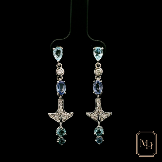 Diamond Anchored-Drop Earrings