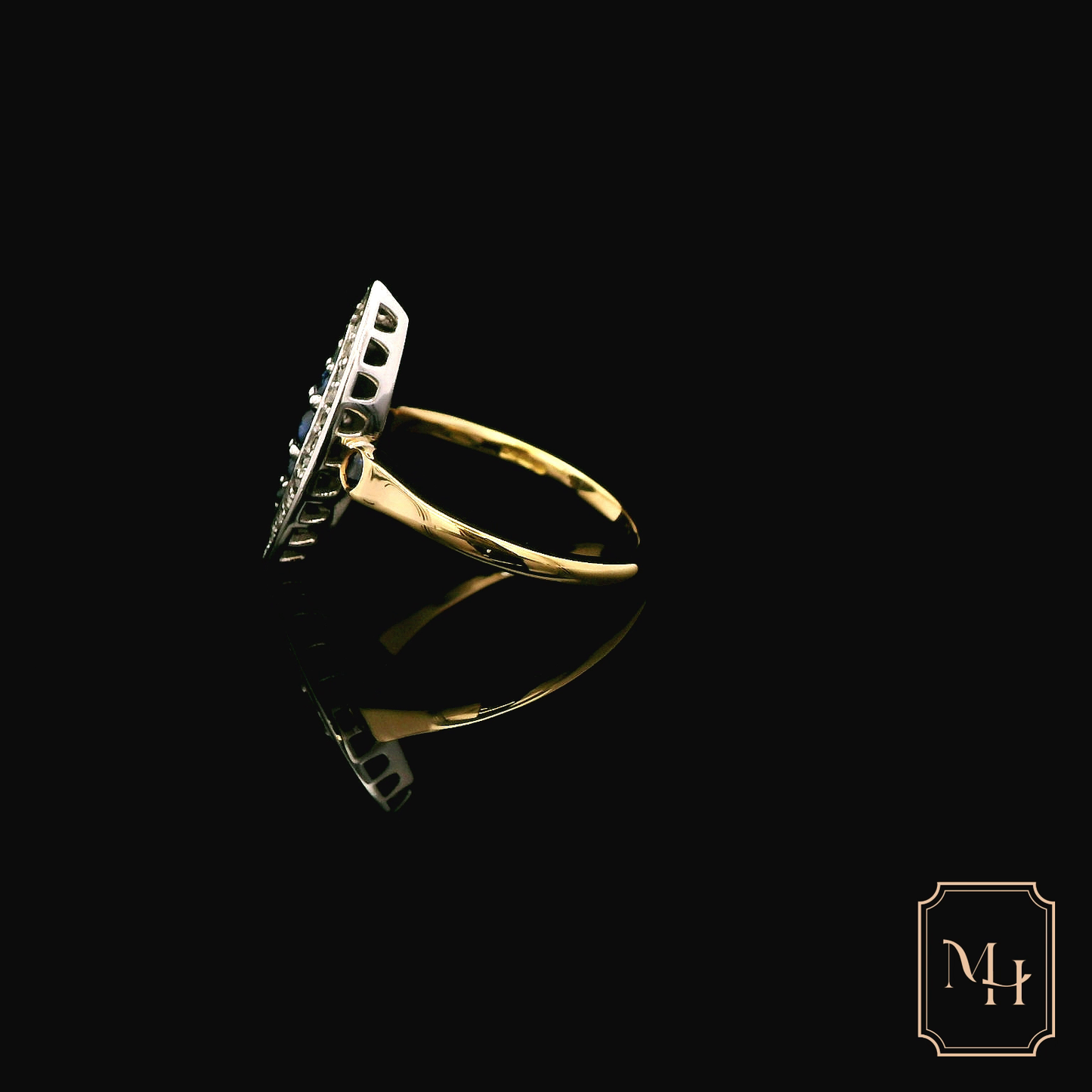 Sapphire & Diamond Marquise-Shaped Ring