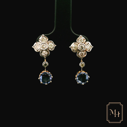 Sapphire Floral-Drop Earrings