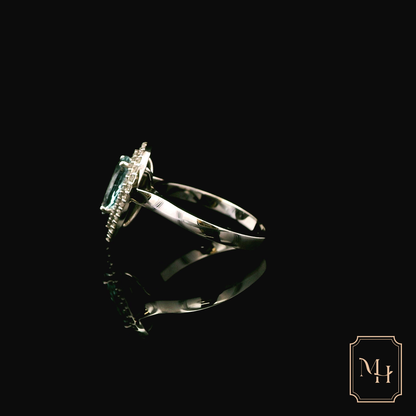 Aquamarine & Diamond Pear-Shaped Ring