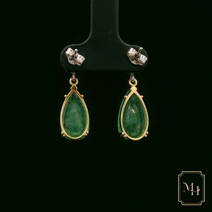 Emerald & Diamond Pear-drop Earrings