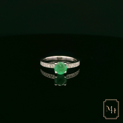 Solitaire Emerald & Diamond Ring