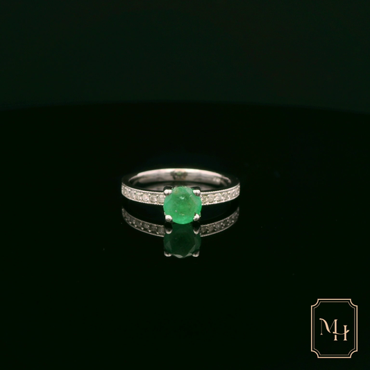 Solitaire Emerald & Diamond Ring