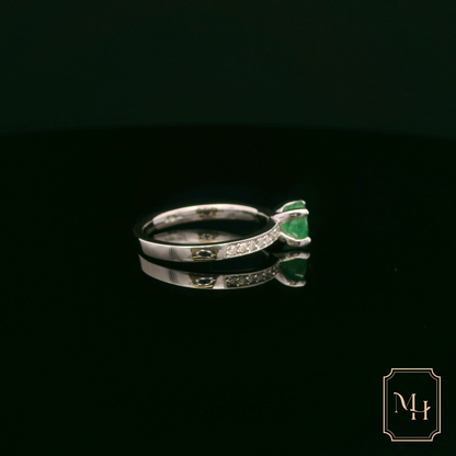 Solitaire Emerald & Diamond Ring