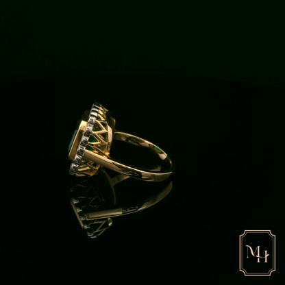 Emerald & Diamond Halo Ring