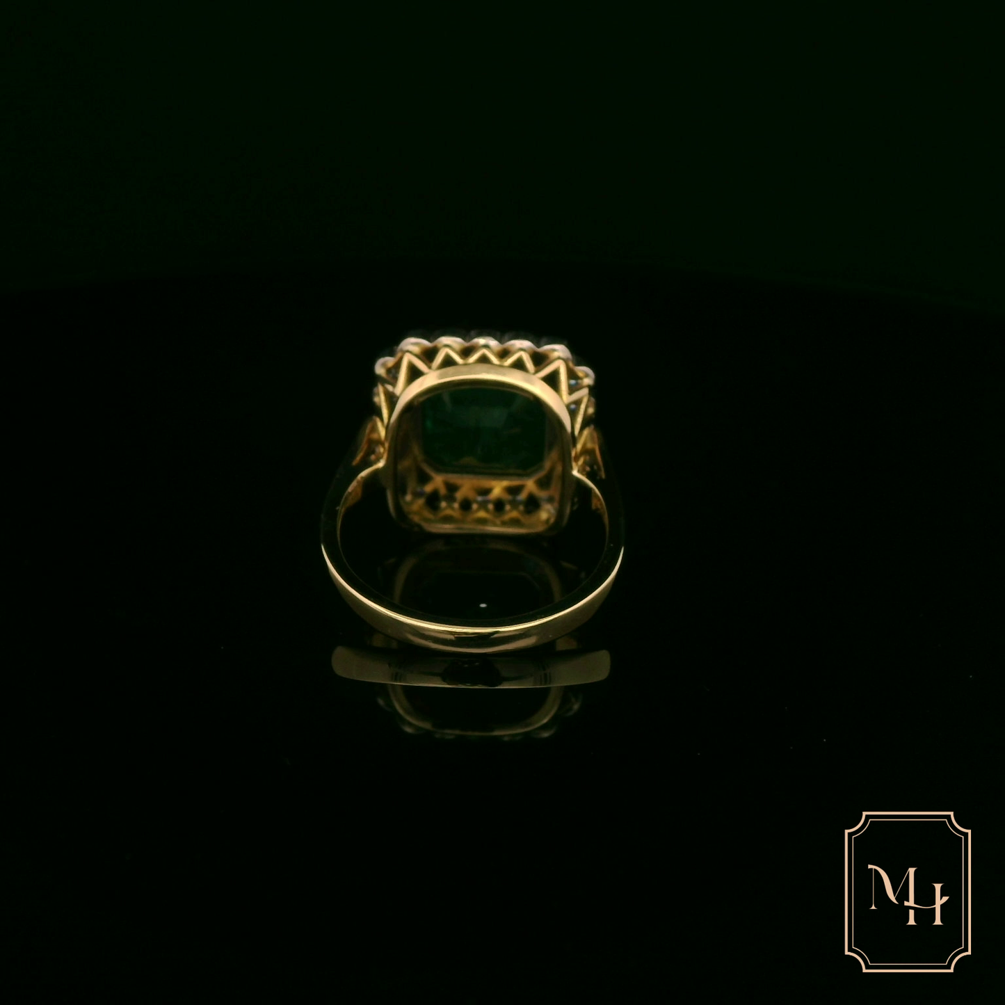 Emerald & Diamond Halo Ring