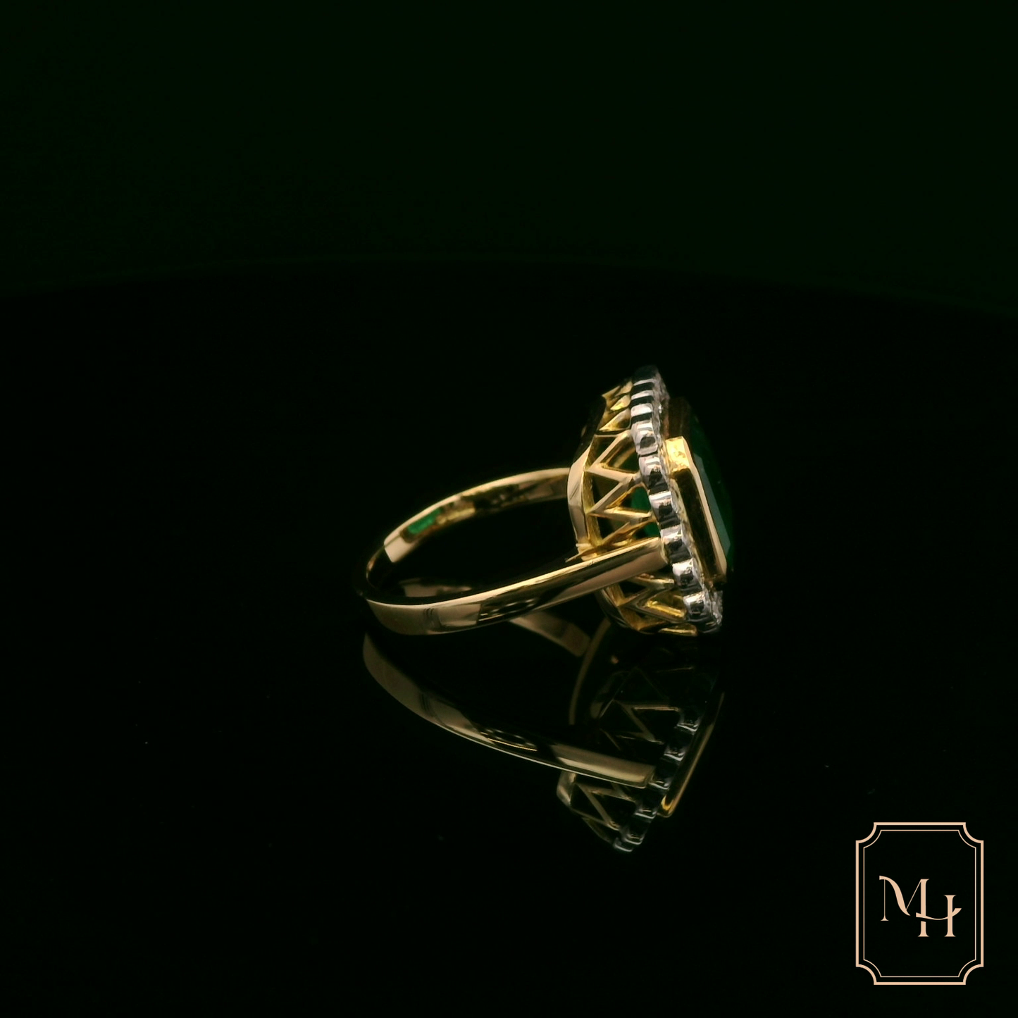 Emerald & Diamond Halo Ring