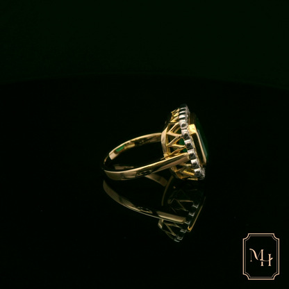 Emerald & Diamond Halo Ring