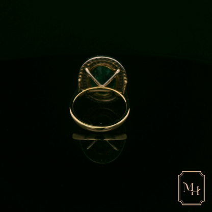 Emerald & Diamond Double-Halo Ring