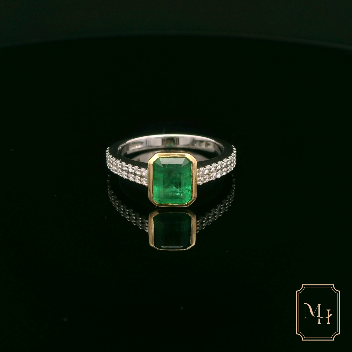 Emerald & Diamond Bridge Ring