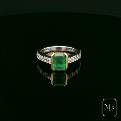 Emerald & Diamond Bridge Ring
