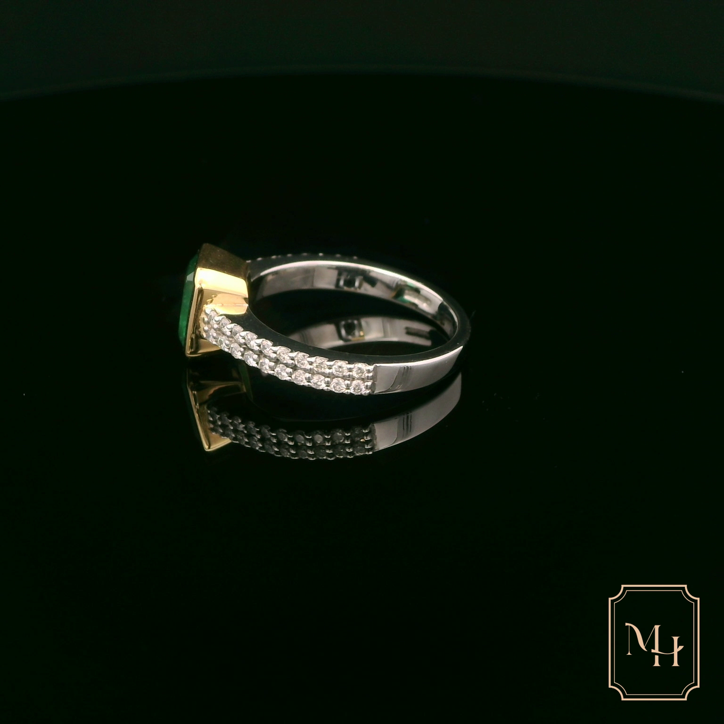 Emerald & Diamond Bridge Ring