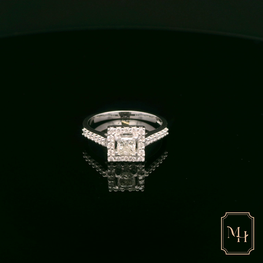 Elegant Square Diamond Engagement Ring