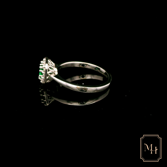 Emerald & Diamond Halo Ring