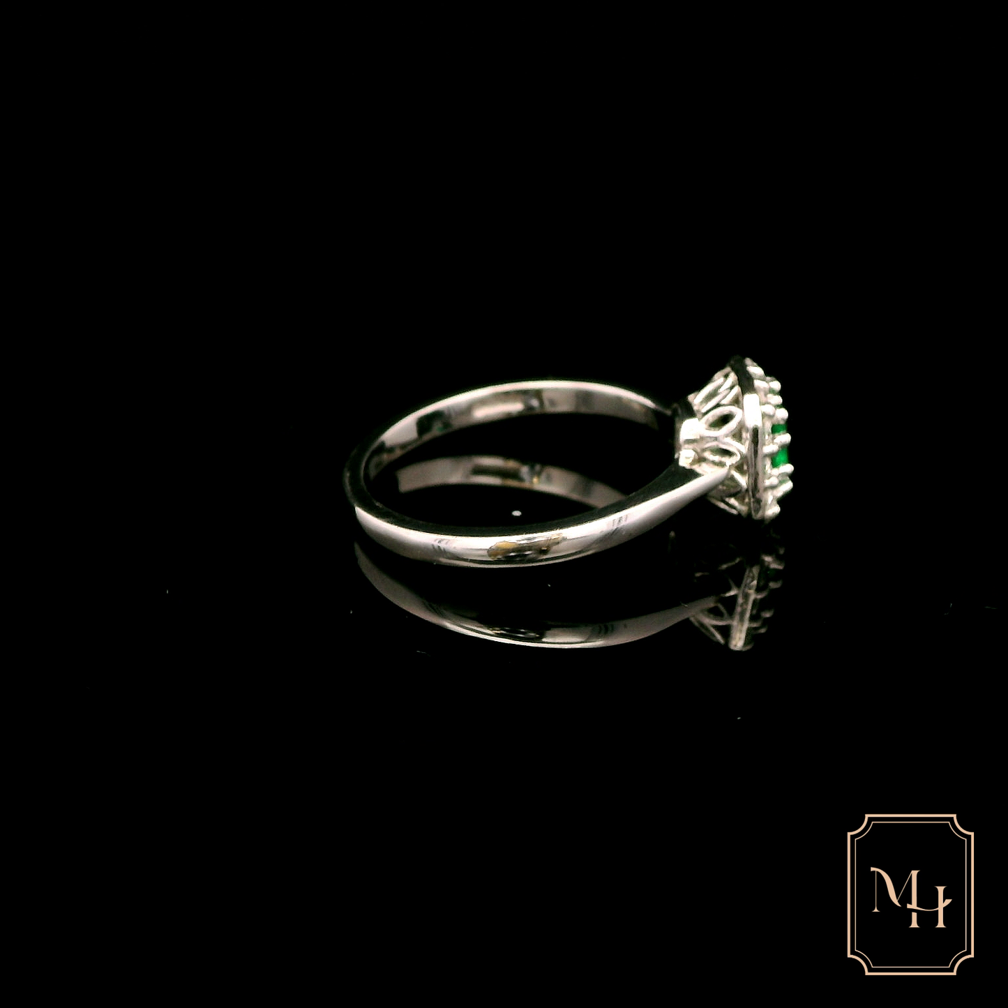 Emerald & Diamond Halo Ring