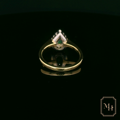 Emerald & Diamond Pear-Shaped Ring