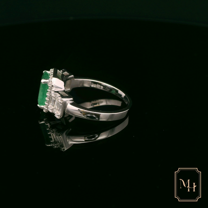 Emerald & Diamond Halo Ring