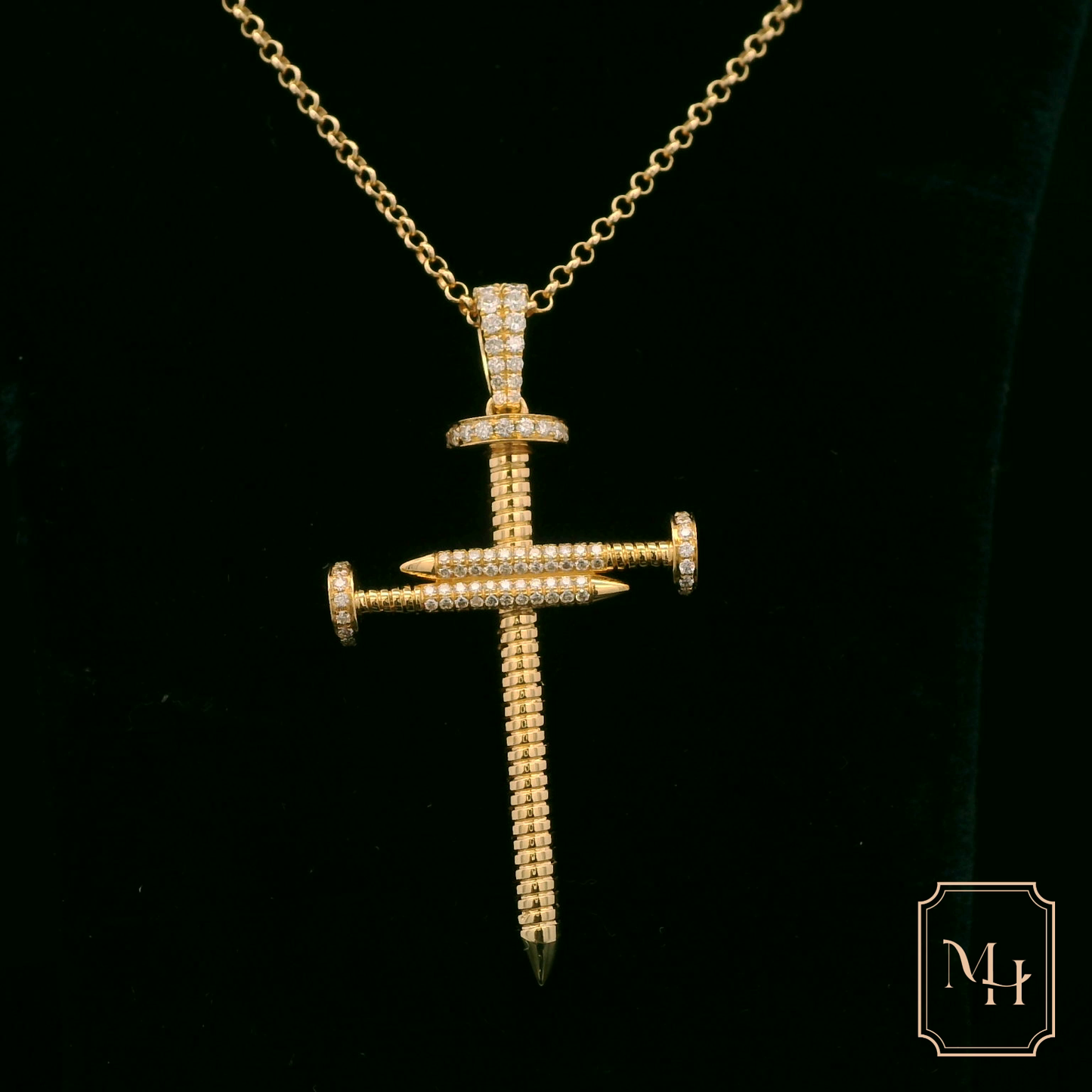 Gold Nail-Cross Pendant