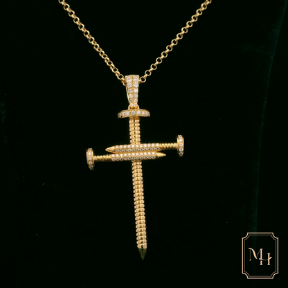 Gold Nail-Cross Pendant