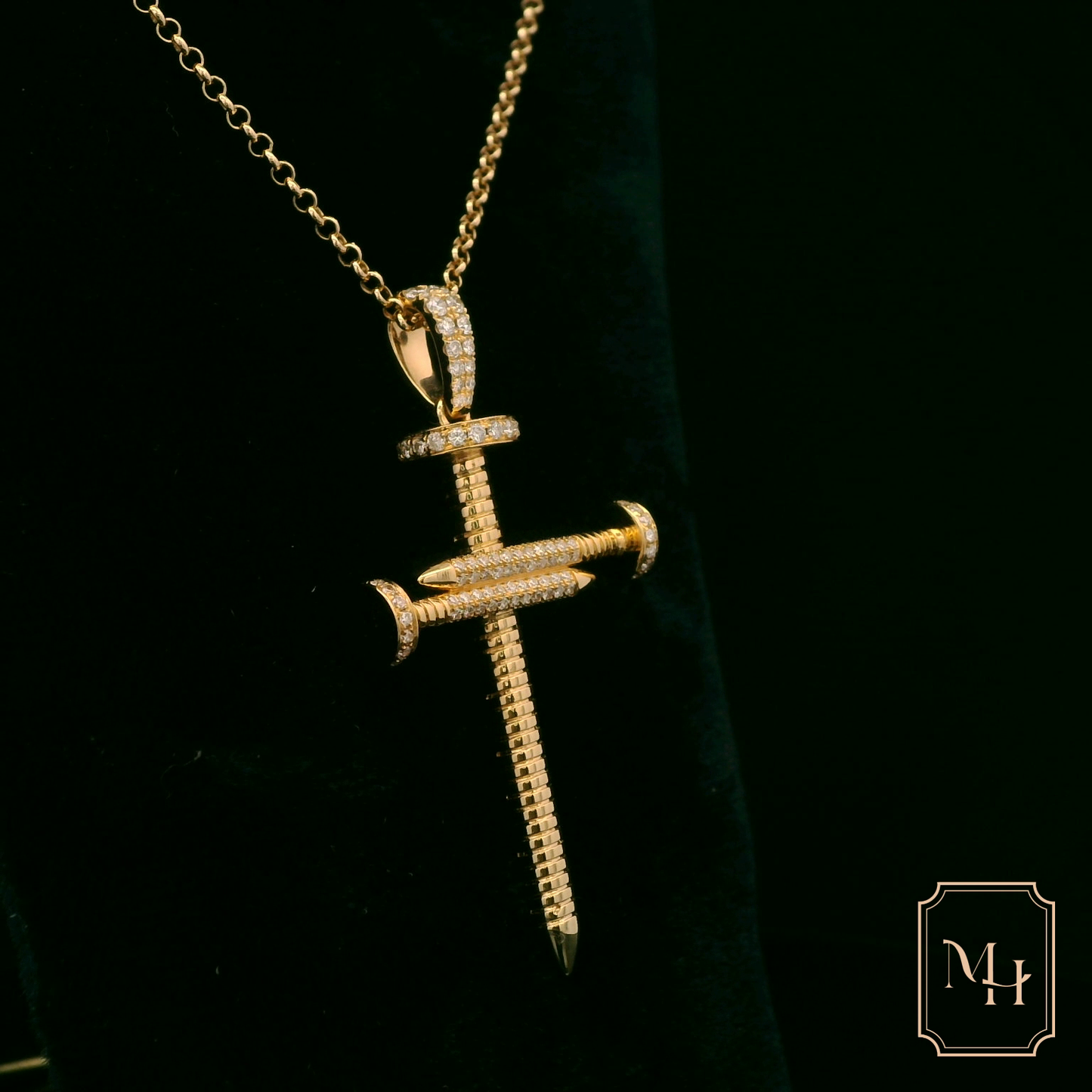 Gold Nail-Cross Pendant