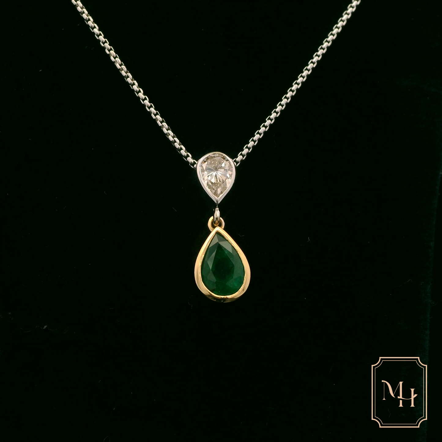 Emerald & Diamond Drop Pendant