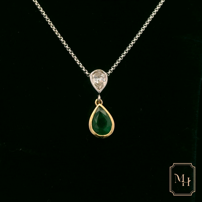 Emerald & Diamond Drop Pendant
