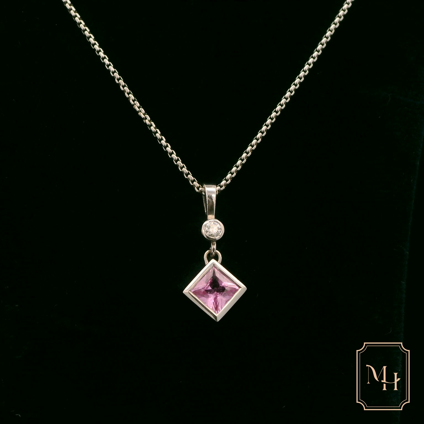Pink Sapphire & Diamond Pendant