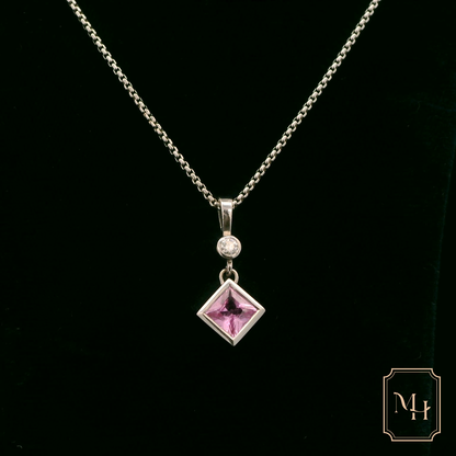 Pink Sapphire & Diamond Pendant