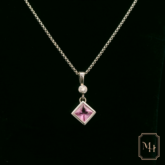 Pink Sapphire & Diamond Pendant