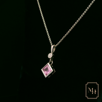 Pink Sapphire & Diamond Pendant