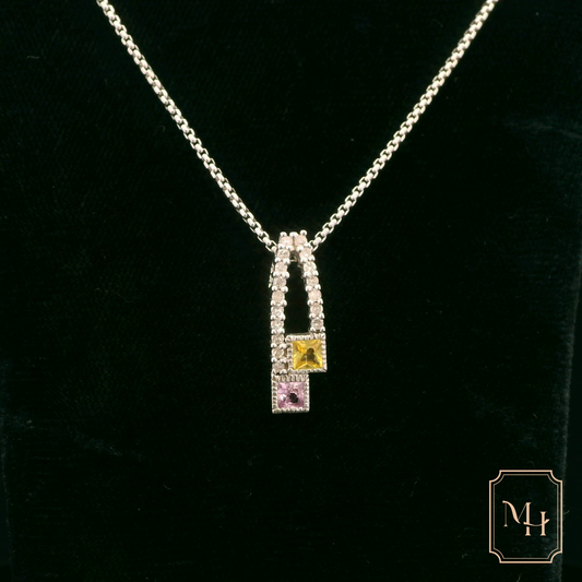 Elegant Silver Pendant with Colorful Gemstones