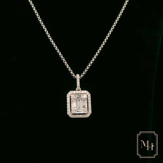 Emerald-Cut Diamond Cluster Pendant