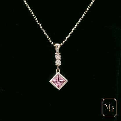 Pink Sapphire & Diamond Pendant