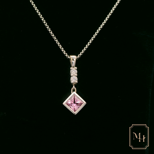 Pink Sapphire & Diamond Pendant