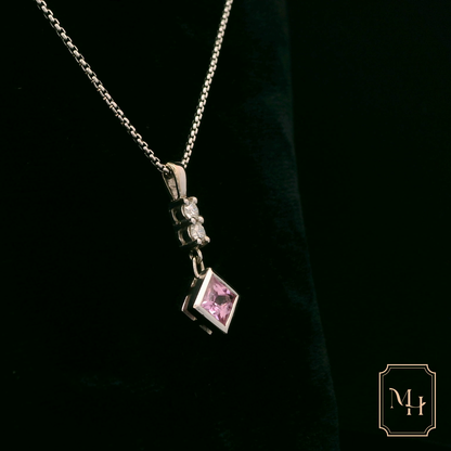 Pink Sapphire & Diamond Pendant