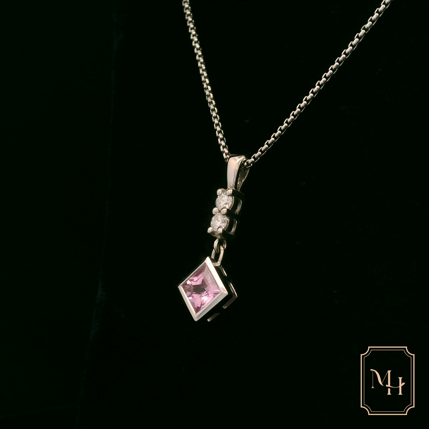 Pink Sapphire & Diamond Pendant