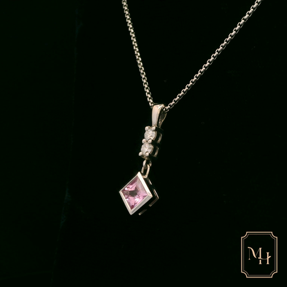 Pink Sapphire & Diamond Pendant